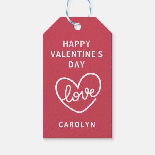 Gelukkige Valentijnsdag Hart Liefde Cadeaulabel (Voorkant)