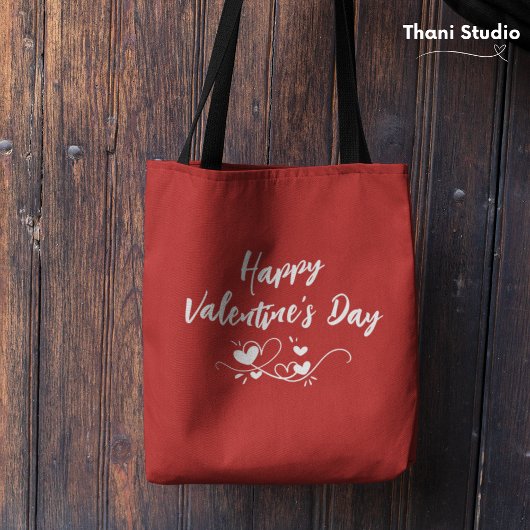 Gelukkige Valentijnsdag Hart Moderne Typografie Tote Bag