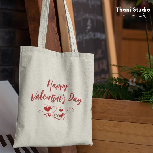 Gelukkige Valentijnsdag Hart Moderne Typografie Tote Bag