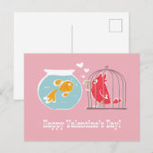 Gelukkige Valentijnsdag Hart Rode Papegaai Gouden  Briefkaart (Voorkant / Achterkant)