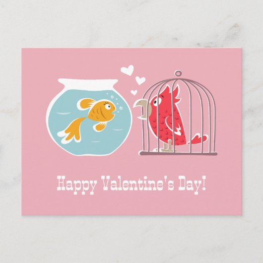 Gelukkige Valentijnsdag Hart Rode Papegaai Gouden  Briefkaart (Voorkant)