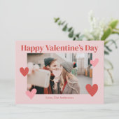 Gelukkige Valentijnsdag Hart Roze Fotokaart Bedankkaart (Staand voorkant)
