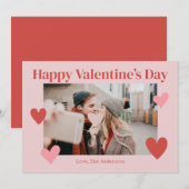 Gelukkige Valentijnsdag Hart Roze Fotokaart Bedankkaart (Voorkant / Achterkant)