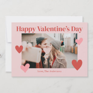 Gelukkige Valentijnsdag Hart Roze Fotokaart Bedankkaart