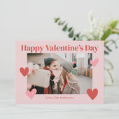 Gelukkige Valentijnsdag Hart Roze Rec Fotokaart Bedankkaart (Staand voorkant)