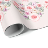 Gelukkige Valentijnsdag Hart Roze Rozen Cadeaupapier (Rol Hoek)