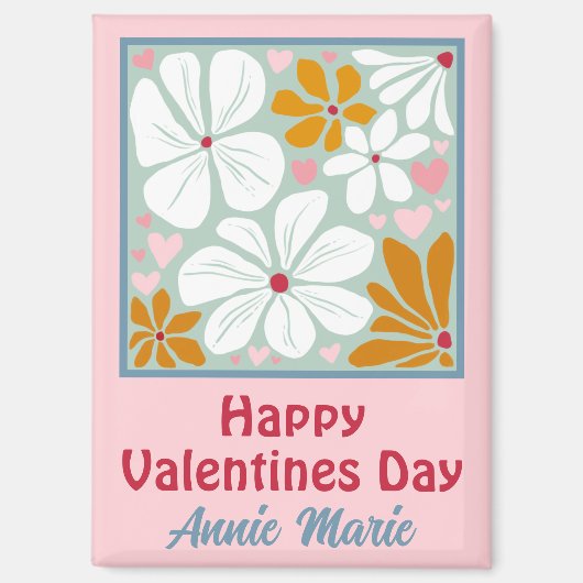 Gelukkige Valentijnsdag hart unieke boho bloemen Magneet (Voorkant)