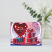 Gelukkige Valentijnsdag Hartballon, Geschenkdozen Feestdagenkaart (Staand voorkant)