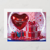 Gelukkige Valentijnsdag Hartballon, Geschenkdozen Feestdagenkaart (Voorkant / Achterkant)