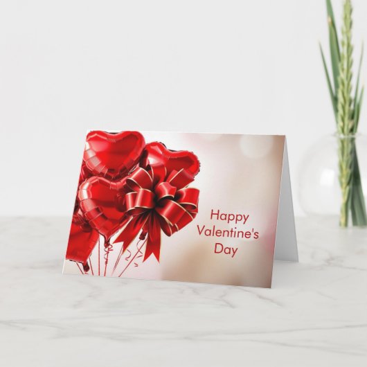 Gelukkige Valentijnsdag Hartballonnen Feestdagen Kaart (Voorkant)