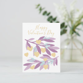 Gelukkige Valentijnsdag Harten Branches Bloemen Li Feestdagenkaart