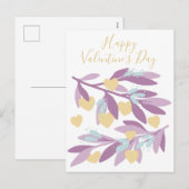 Gelukkige Valentijnsdag Harten Branches Bloemen Li Feestdagenkaart (Voorkant / Achterkant)