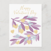 Gelukkige Valentijnsdag Harten Branches Bloemen Li Feestdagenkaart (Voorkant)