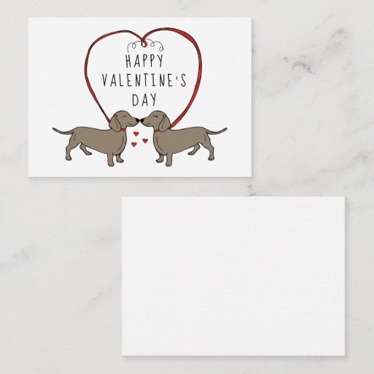 Gelukkige Valentijnsdag | Harten & Dachshunds Notitiekaartje (Voorkant / Achterkant)