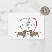 Gelukkige Valentijnsdag | Harten & Dachshunds Notitiekaartje (Voorkant / Achterkant in situ)