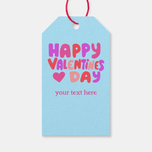 Gelukkige Valentijnsdag Harten Groovy Retro CUSTOM Cadeaulabel (Achterkant)