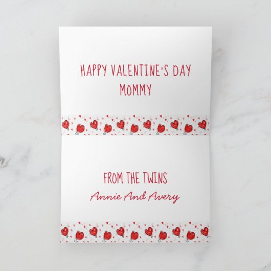 Gelukkige Valentijnsdag harten van tweeling tot mo Feestdagen Kaart (Binnen)