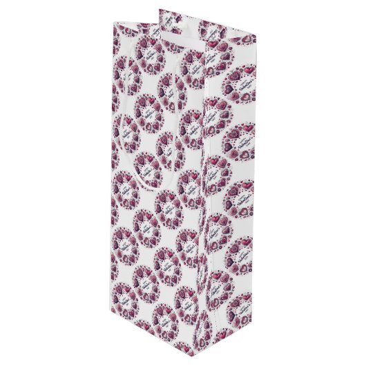 Gelukkige Valentijnsdag Harten Wijn Gift Bag Wijn Cadeautas (Voorkant Gekanteld)