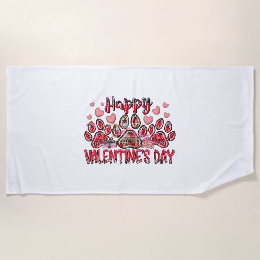 Gelukkige Valentijnsdag hond huisdier Strandlaken (Voorkant)