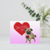 Gelukkige Valentijnsdag - Ik hou van je - Pug Brie Feestdagenkaart (Staand voorkant)
