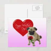 Gelukkige Valentijnsdag - Ik hou van je - Pug Brie Feestdagenkaart (Voorkant / Achterkant)