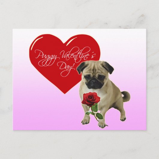 Gelukkige Valentijnsdag - Ik hou van je - Pug Brie Feestdagenkaart (Voorkant)