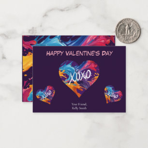 Gelukkige Valentijnsdag Kaart-kleurrijke hart XOXO Notitiekaartje