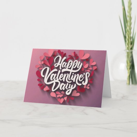 Gelukkige Valentijnsdag kaart roze kaart 3D paperc (Voorkant)