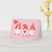 Gelukkige Valentijnsdag Kabouters Rood Roze Kaart (Gele Bloem)