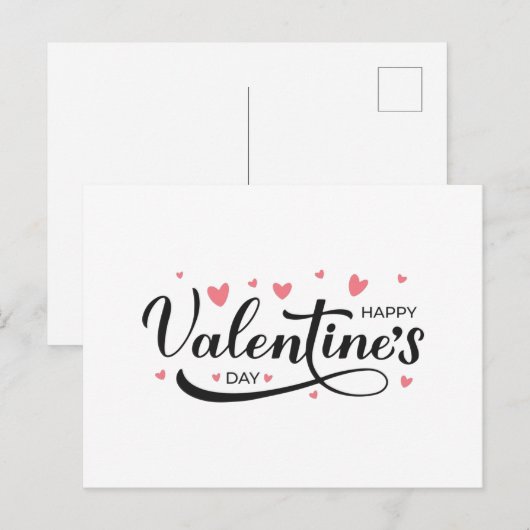 Gelukkige Valentijnsdag kalligrafie belettering Briefkaart (Voorkant / Achterkant)