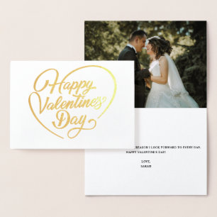 Gelukkige Valentijnsdag kalligrafie Folie Kaarten