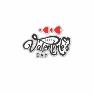 Gelukkige Valentijnsdag kalligrafie Rode Harten Pi Sticker
