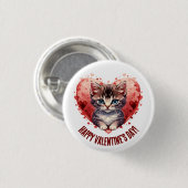 Gelukkige Valentijnsdag Kat Hart Ronde Button 3,2 Cm (Voorkant /achterkant)