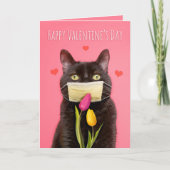 Gelukkige Valentijnsdag kat in gezichtsmasker met  Feestdagen Kaart (Voorkant)