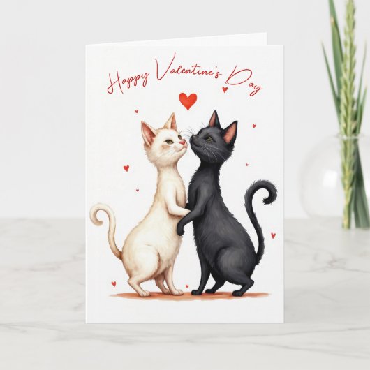 Gelukkige Valentijnsdag Katten Dansen Kaart (Voorkant)