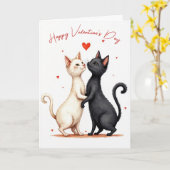 Gelukkige Valentijnsdag Katten Dansen Kaart (Gele Bloem)