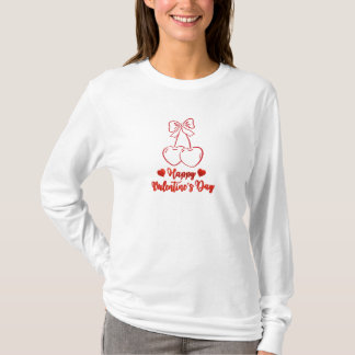 Gelukkige Valentijnsdag Kersen Liefdesontwerp T-shirt