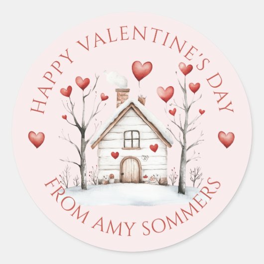 Gelukkige Valentijnsdag Kind Waterverf Ronde Sticker (Voorkant)