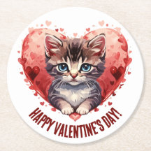 Gelukkige Valentijnsdag Kleine Kitten met Hart