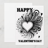 Gelukkige Valentijnsdag Kleuren Zwart en Wit Feestdagenkaart (Voorkant / Achterkant)