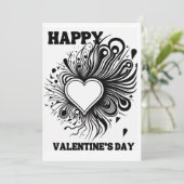 Gelukkige Valentijnsdag Kleuren Zwart en Wit Feestdagenkaart (Staand voorkant)