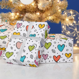 Gelukkige valentijnsdag Kleurrijke harten  Cadeaupapier