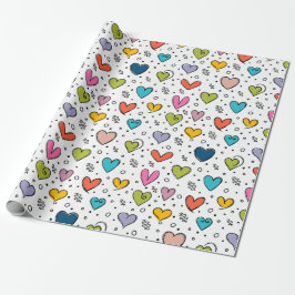 Gelukkige valentijnsdag Kleurrijke harten  Cadeaupapier