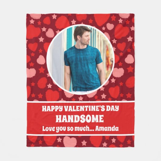 Gelukkige Valentijnsdag Knappe gepersonaliseerde f Fleece Deken (Voorkant)