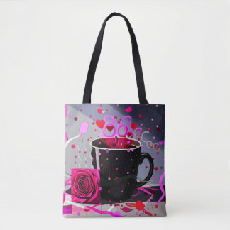 Gelukkige Valentijnsdag Koffie en Confetti Tote Bag