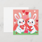 Gelukkige Valentijnsdag konijnenfamilie Feestdagenkaart (Voorkant / Achterkant)