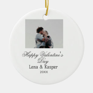 Gelukkige Valentijnsdag koppel foto modern eenvoud Keramisch Ornament