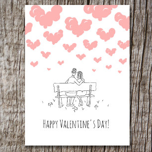 Gelukkige Valentijnsdag Koppel Liefhebbers Harten Feestdagenkaart