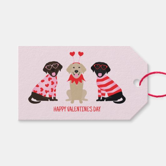 Gelukkige Valentijnsdag Labrador Retriever Honden Cadeaulabel (Voorkant (Horizontaal))