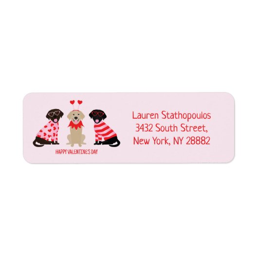 Gelukkige Valentijnsdag Labrador Retriever Honden Etiket (Voorkant)